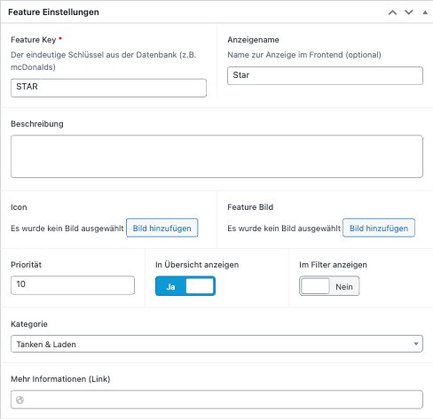 Feature bearbeiten – ACF Felder